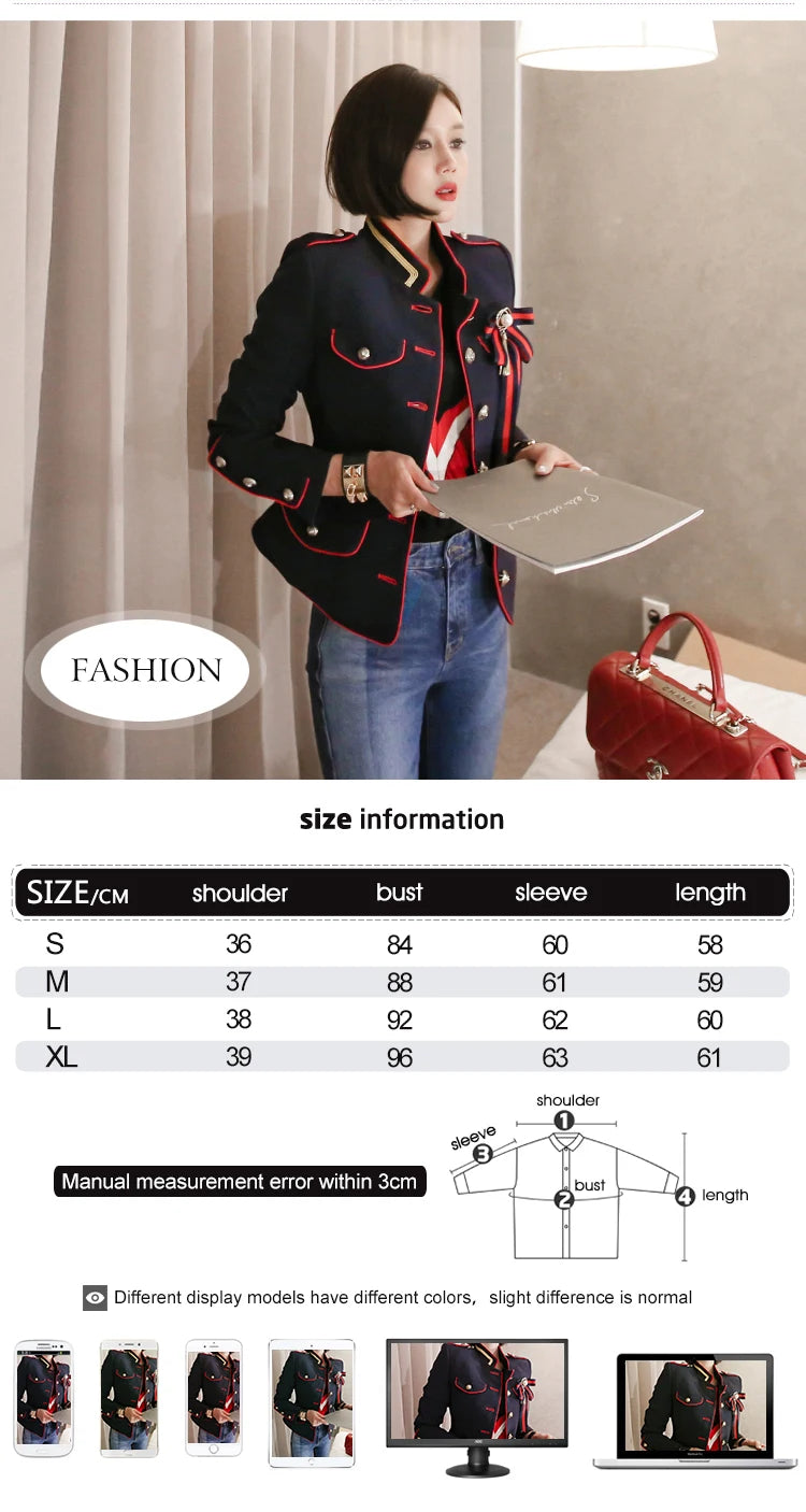 Korean Elegant Office Women Jacket Chic Temperament Formal Vintage Single Breasted Slim Coat Suit Outerwear Blazer Spring Autumn