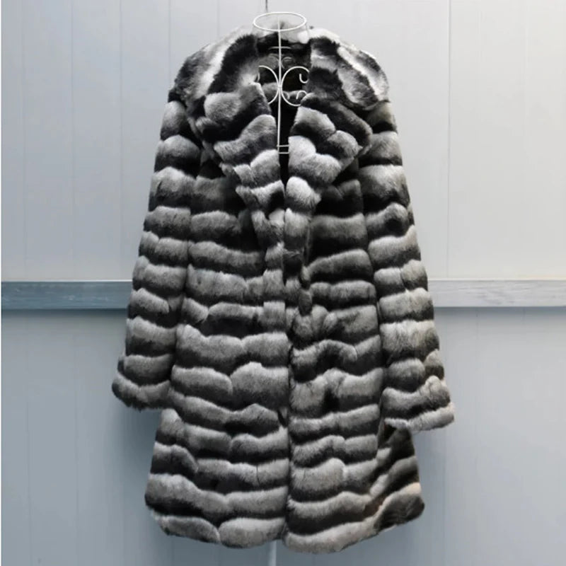 Winter women's fur coat thermal coat mink hair long leisure windbreaker mink skin top - Kimlud