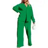 Women's Tracksuit Two Piece Sets Loose Long Sleeve Shirt Tops and Wide Leg Pants Elegant Suits _ Summer Casual Female Outfits