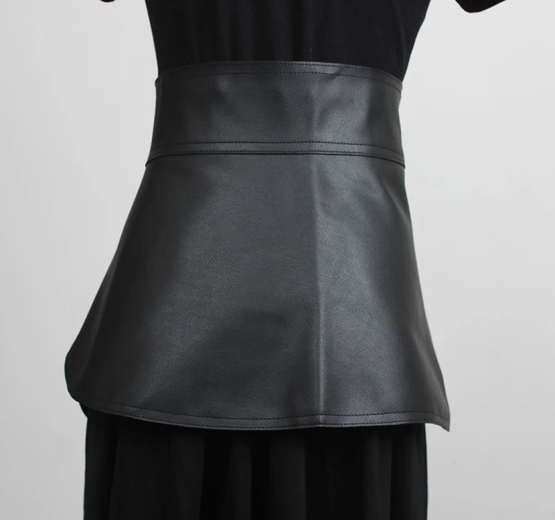 Women's runway fashion PU leather Cummerbunds female vintage Dress Corsets Waistband Belts decoration wide belt R3451 |...