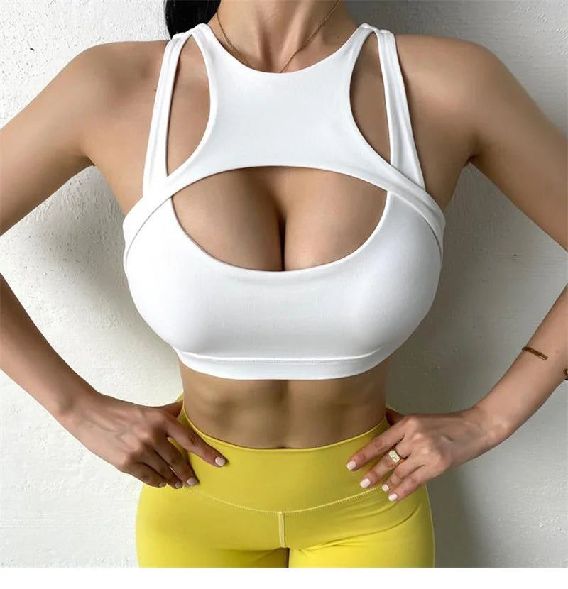 Cloud Hide HOT GIRL Running Sports Bra Fitness Yoga Crop Tank Top Underwear Sexy Women Vest Shockproof Shirt Jogging Sportswear - Kimlud
