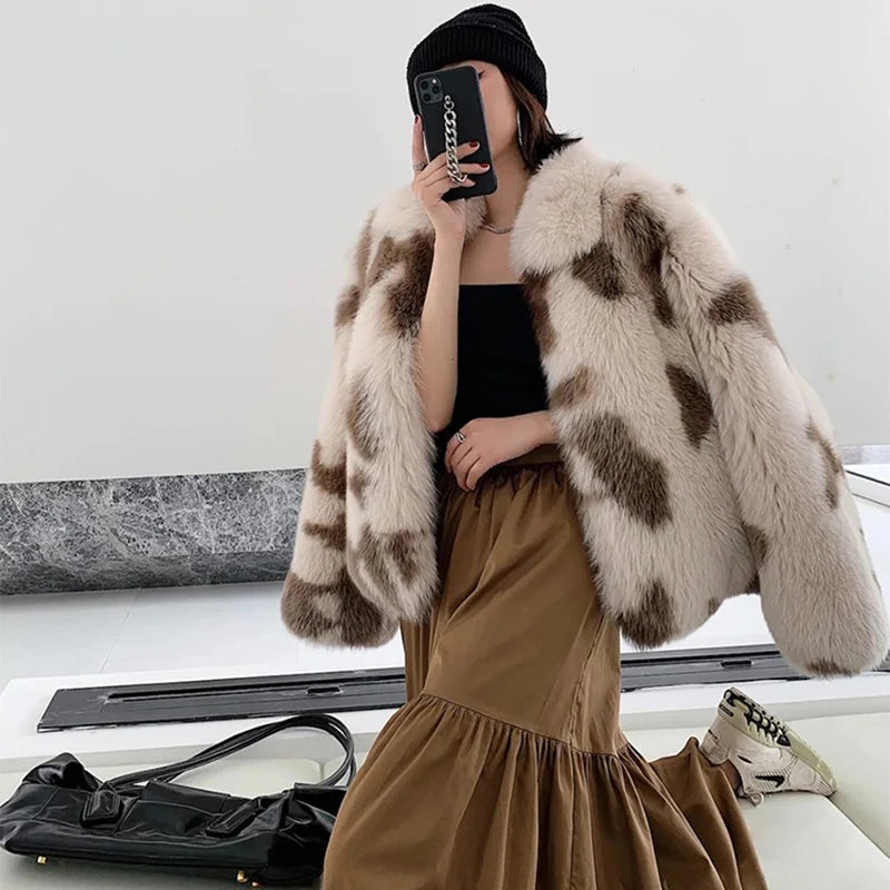 Italian amorous feelings Tuscany lamb fur coat autumn winter new women's fox fur short coat leisure young jacket