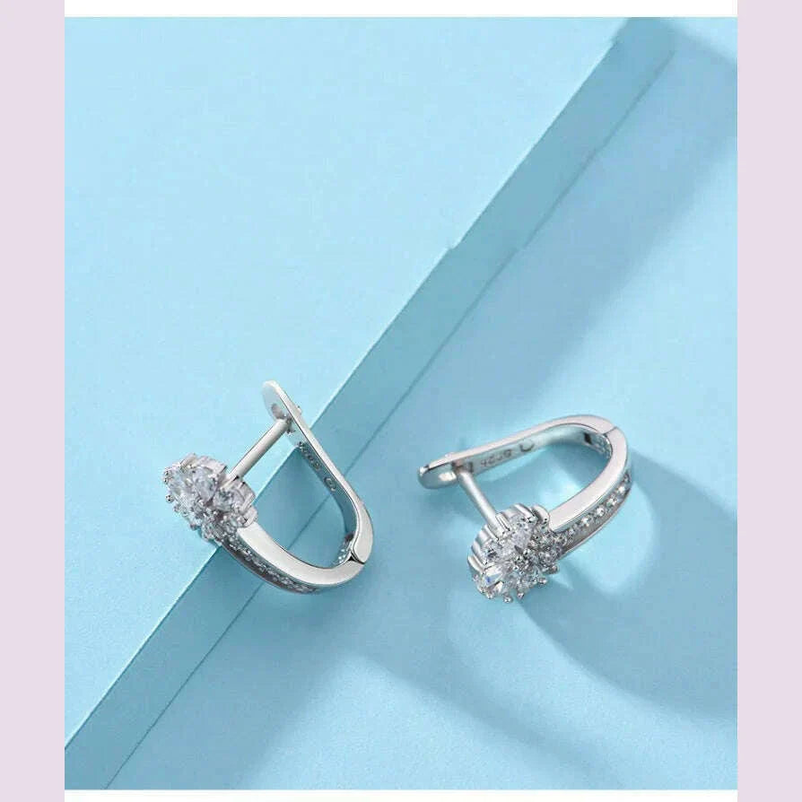 Fine Jewelry 925 Sterling Silver Earrings Inlaid With Zircon Crystal Flower Earrings Charm Jewelry For Women Gift Engagement Wed
