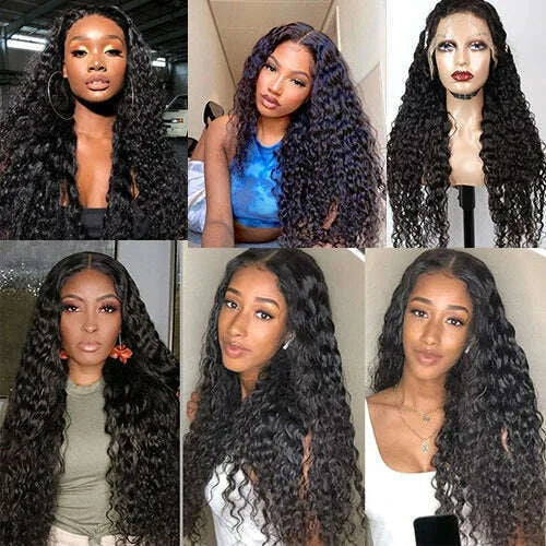 30inch Water Wave Brazilian Hd Transparent 13x6 Lace Frontal Full Lace Water Wave Curly Human Hair Wig