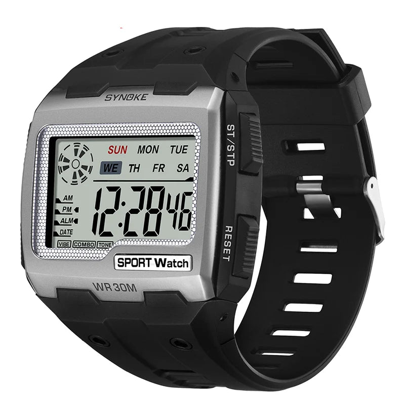 SYNOKE Brand Sport Digital Watch Men Watch New Upgrade Waterproof Square Electronic Watches Male WristWatch Style Clock