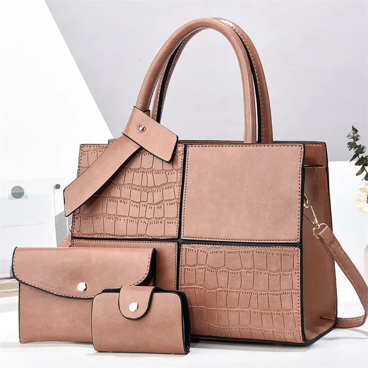 2025 Women's Handbags Designer Bags Capacity with Zip Casual Style Three Piece Pu Leather Handbag