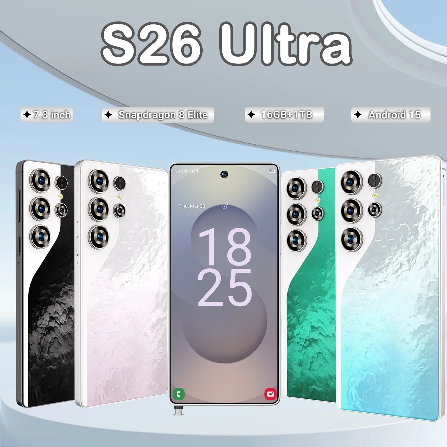 Brand New S26 Ultra 5G Smartphone 16GB+1TB Android 15.0 108MP HD Screen 5G 7.3inch Dual Card Decacore CPU 100W Quick Charge