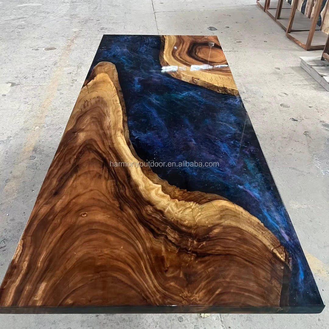 Factory Directly Luxury Home Furniture Solid Walnut Wood Restaurant Dining Coffee River Epoxy Resin Slab Kitchen Table |...