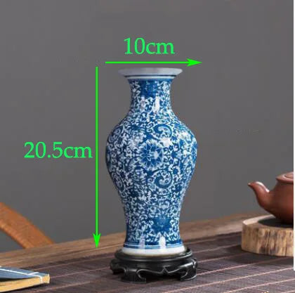 Chinese Jingdezhen Blue White Porcelain Antique Ceramic Vase Home Livingroom Table Figurines Decoration Store Flower Pot Crafts