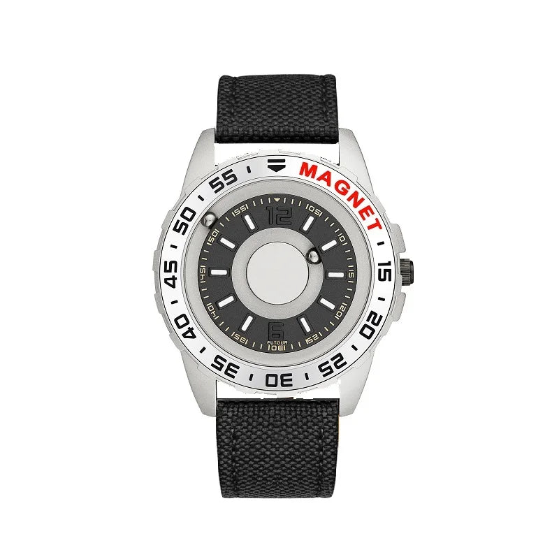NEW EUTOUR Watch Men Innovative Magnet Ball Show Quartz Men Watch Genuine Leather Canvas Steel Strap Watches Relogio Masculino