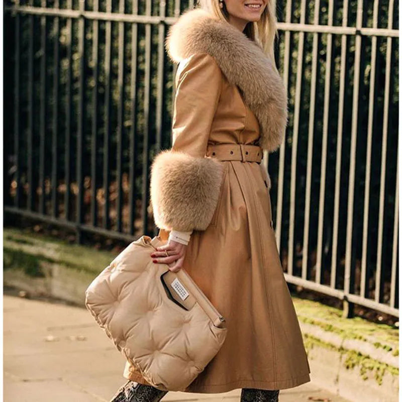 RR Slim Long Faux Leather Jackets Women Fashion Solid Buttons Coats Women Elegant Tie Belt Waist Pockets Jackets Female Ladies