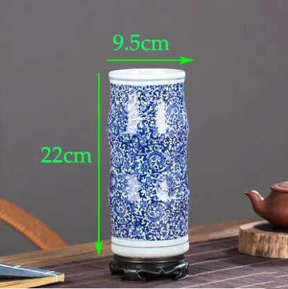 Chinese Jingdezhen Blue White Porcelain Antique Ceramic Vase Home Livingroom Table Figurines Decoration Store Flower Pot Crafts