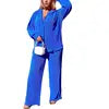 Women's Tracksuit Two Piece Sets Loose Long Sleeve Shirt Tops and Wide Leg Pants Elegant Suits _ Summer Casual Female Outfits