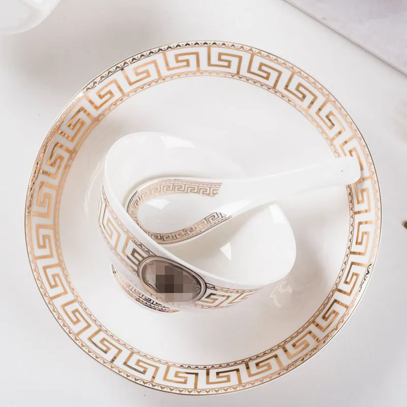Hot Sale 60 Pcs Western Royal Home Hold Ceramic Dinnerware Sets | Kimlud Luxury Table