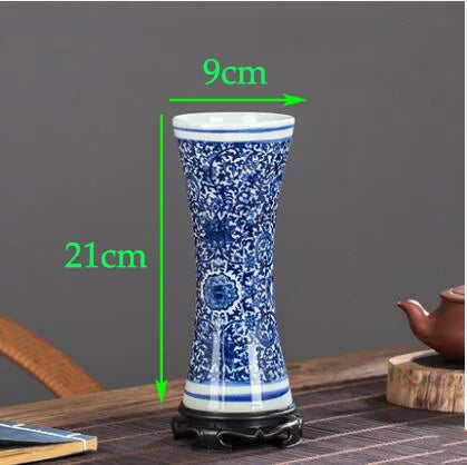 Chinese Jingdezhen Blue White Porcelain Antique Ceramic Vase Home Livingroom Table Figurines Decoration Store Flower Pot Crafts