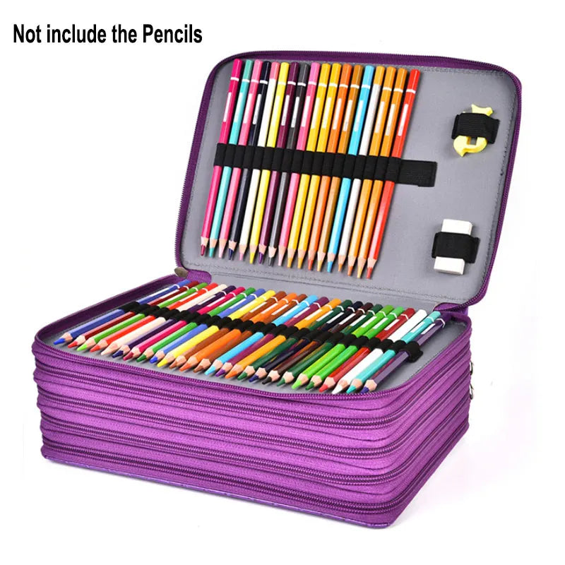 5 Layer 252 Hole PU Pencil Case Large Capacity Art Painting Drawing Pen Cosmetic Storage Bag Organizer Handbag...