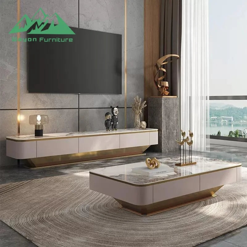 Contemporary Wooden TV Stand & Coffee Table with Panel Feature: Ideal Furniture for Small Family Living Rooms - Kimlud