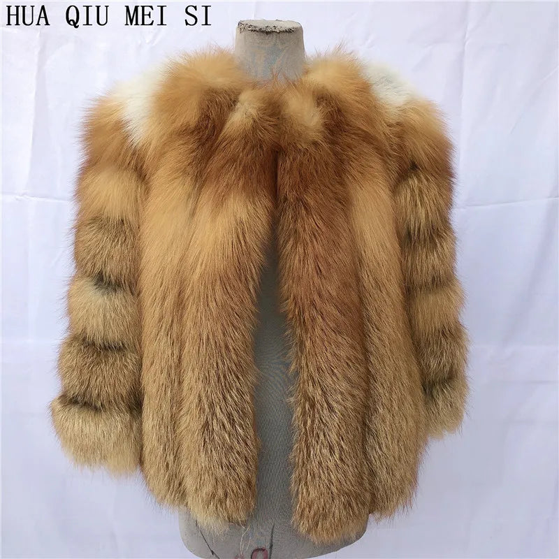 Women's clothing fur coat red fox coat vertical stripe silver fox red fox fur coat fox fur coat women's natural fur coat coat