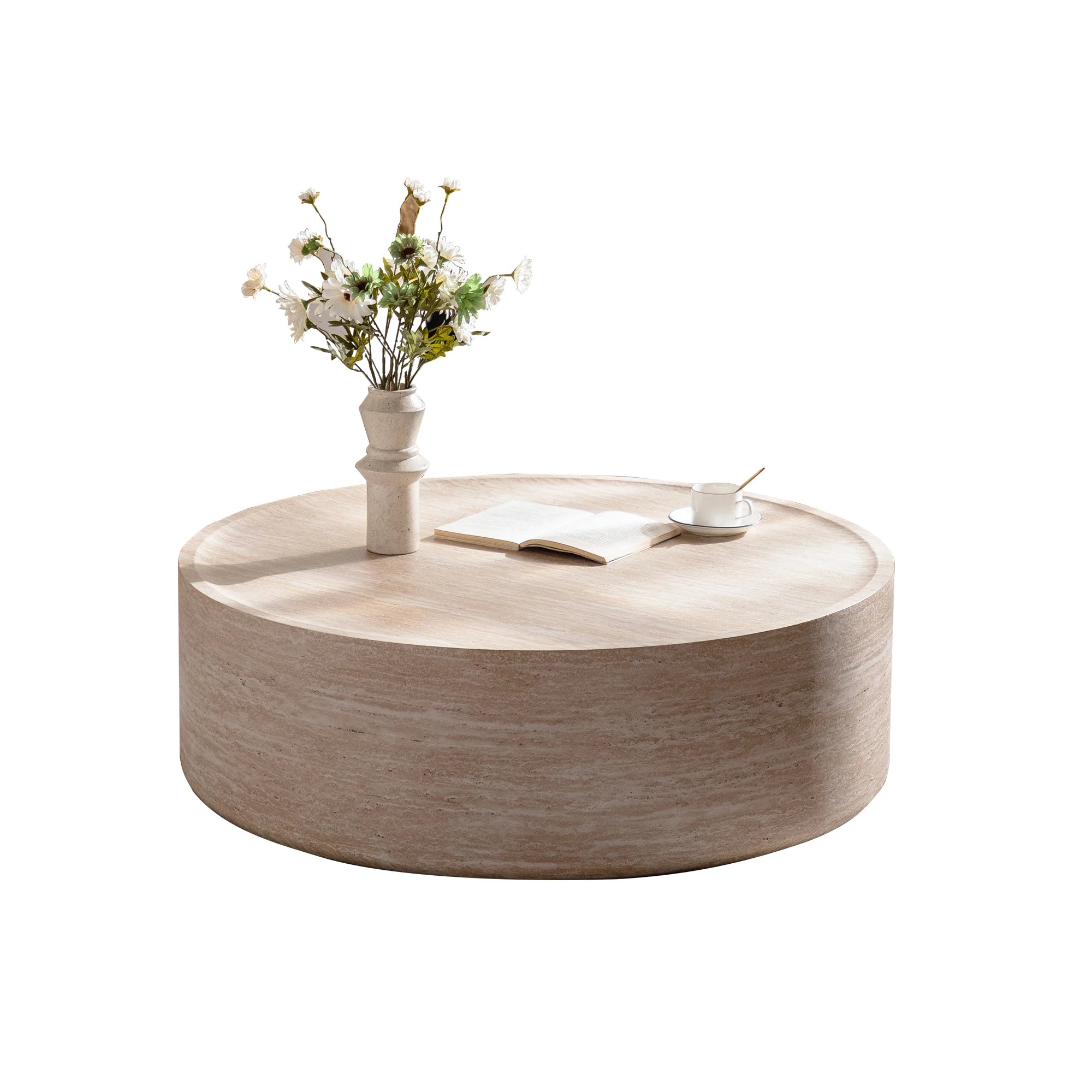 New Italian Minimalist Modern Design Small Apartment Wood Round Coffee Table for Living Room Home Furniture Easy to...