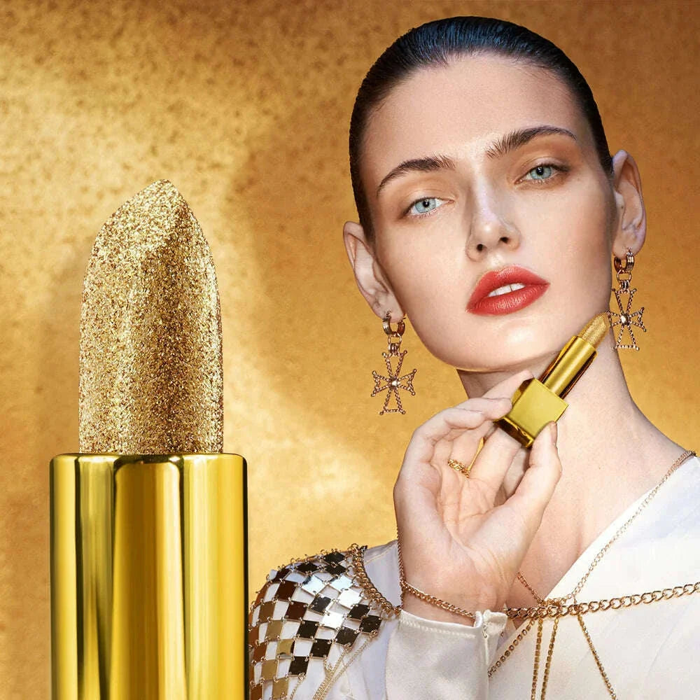 Gold Brick Lipstick Waterproof Pigment Lips Makeup Semi Velvet Creative Lip Stick Cosmetic