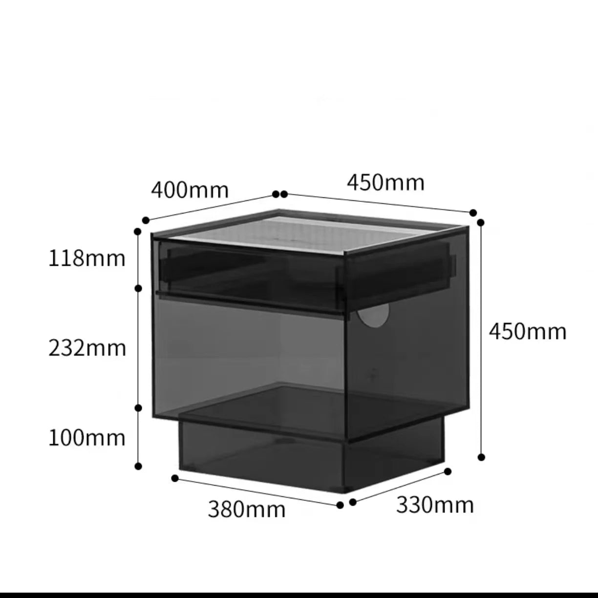 Customized Any Color Acrylic Bedside Table with Rechargeable LED Lamp 1 Drawer Modern Design for Bedroom Furniture & Hotel Use - Kimlud