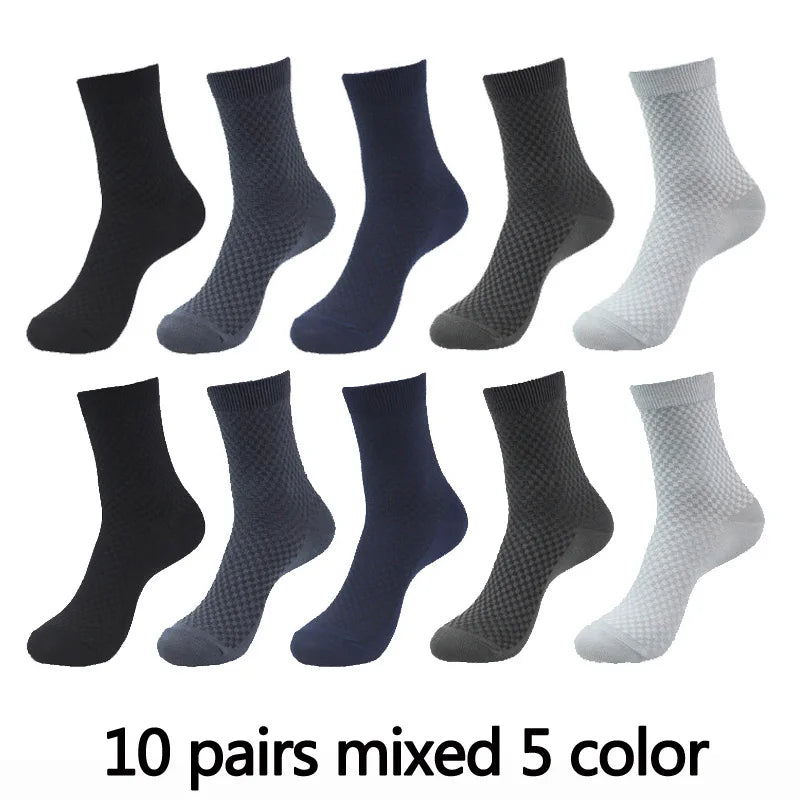 10 Pairs High Quality Bamboo Fiber Men's Socks Business Breathable Deodorant Compression Socks Men Long Big Size EUR...