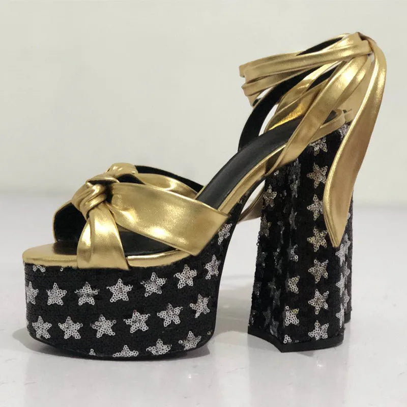 MStacchi Women's Sandals High Platfrom Chunky Heels Shoes Summer Peep Toe Ankle Strap High Heels Party Shoes Sandalia Feminina - Kimlud