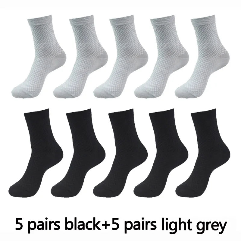 10 Pairs High Quality Bamboo Fiber Men's Socks Business Breathable Deodorant Compression Socks Men Long Big Size EUR...