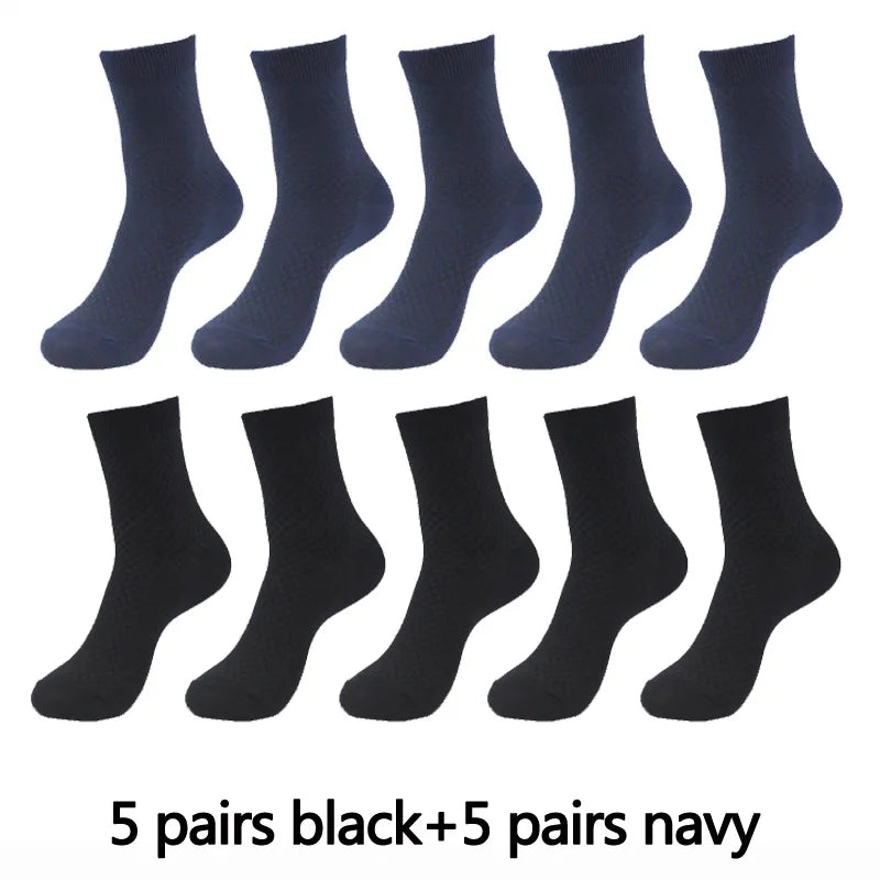 10 Pairs High Quality Bamboo Fiber Men's Socks Business Breathable Deodorant Compression Socks Men Long Big Size EUR...