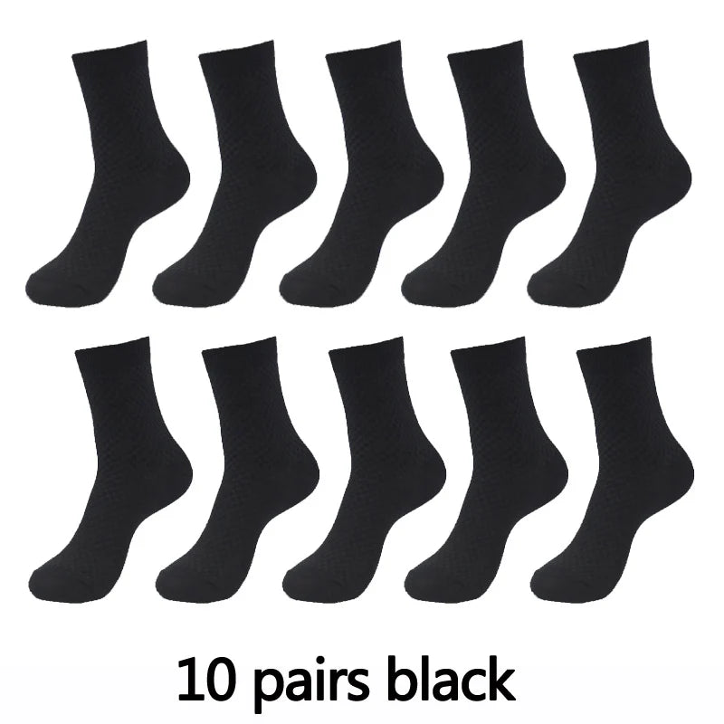 10 Pairs High Quality Bamboo Fiber Men's Socks Business Breathable Deodorant Compression Socks Men Long Big Size EUR...