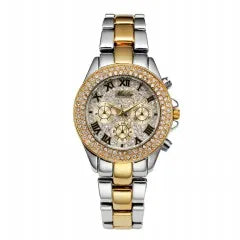 MISSFOX Women Watches Classic Roman Numbers Fake Multiple Time Zones Quartz Watch Women Fashion Casual Gold Bling Ladies Watch