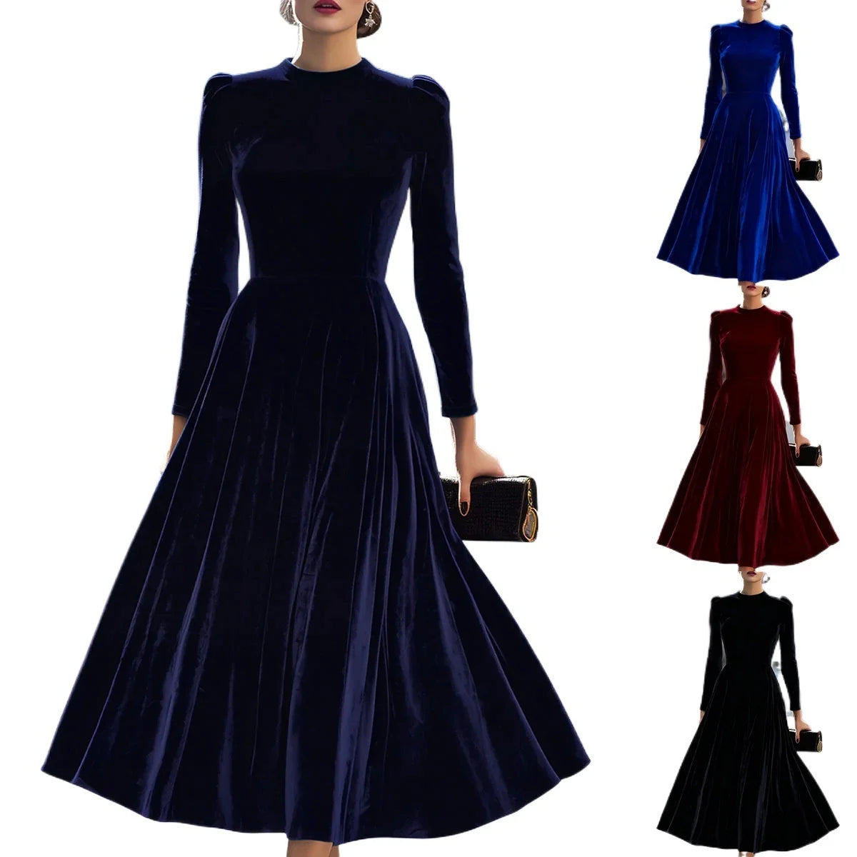 European American Cross-border Foreign Trade AliExpress for Autumn Winter New Women's Chinese Style Slim Fit Large Dress - Kimlud
