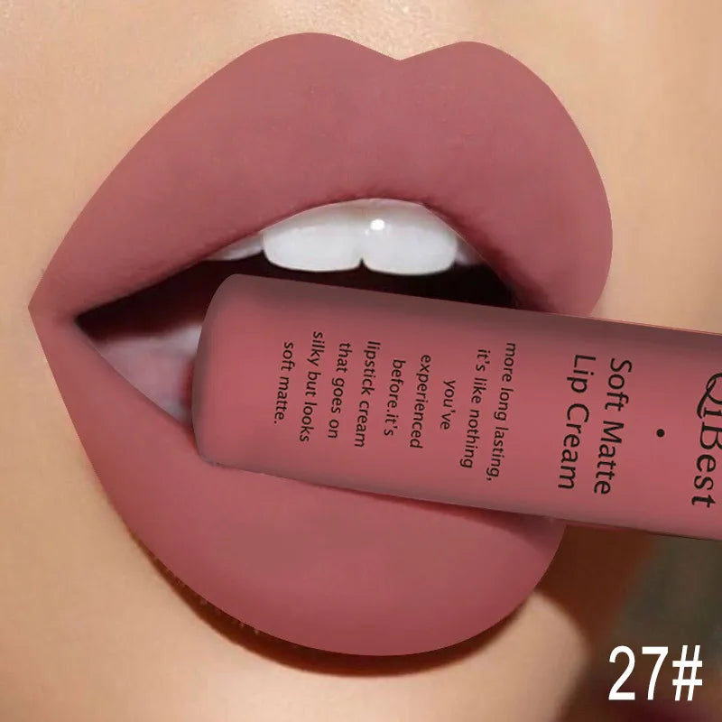 QIBEST Brand 34 Colors Liquid Lipstick Waterproof Matte Nude Lipstick Pigment Red Long Lasting Lip Gloss Women Makeup...