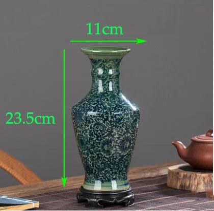 Chinese Jingdezhen Blue White Porcelain Antique Ceramic Vase Home Livingroom Table Figurines Decoration Store Flower Pot Crafts