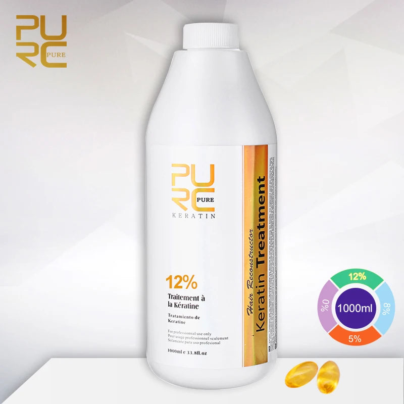 PURC 1000ml keratin straightening for hair Smoothing Treatment Curly Frizzy Hair Care Brazilian Keratin Products Professional
