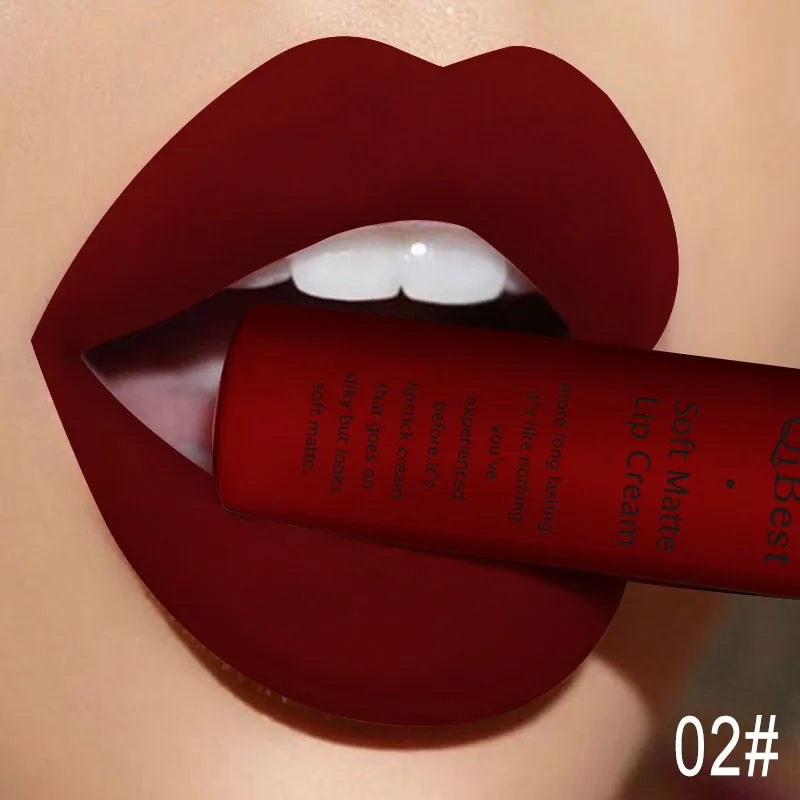 QIBEST Brand 34 Colors Liquid Lipstick Waterproof Matte Nude Lipstick Pigment Red Long Lasting Lip Gloss Women Makeup...