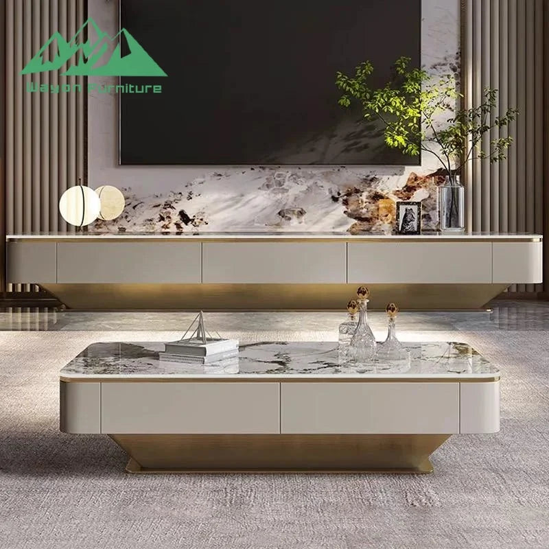 Contemporary Wooden TV Stand & Coffee Table with Panel Feature: Ideal Furniture for Small Family Living Rooms - Kimlud