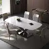 Nordic Modern Luxury Marble Dining Table with Extendable Metal Legs Hot Sale Home Furniture Stone Style Living Room - Kimlud