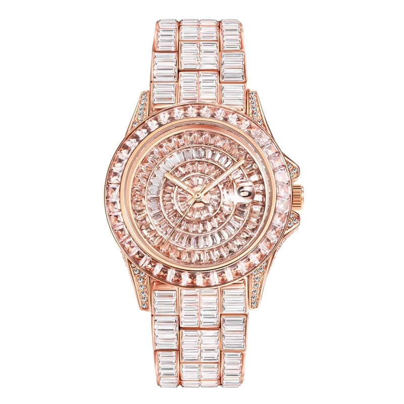 Miss Fox Trend Square Diamond Full Diamond Men's Watch High Quality Calendar Waterproof Men's Watch Men Clock Relogio Masculino