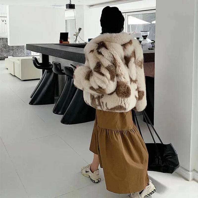 Italian amorous feelings Tuscany lamb fur coat autumn winter new women's fox fur short coat leisure young jacket