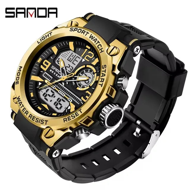 SANDA 6024 2025 Top Brand Men's Digital Watches 5ATM Waterproof Sport Wristwatch Quartz Watch for Men Clock Relogio Masculino - Kimlud