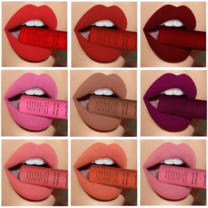 QIBEST Brand 34 Colors Liquid Lipstick Waterproof Matte Nude Lipstick Pigment Red Long Lasting Lip Gloss Women Makeup...