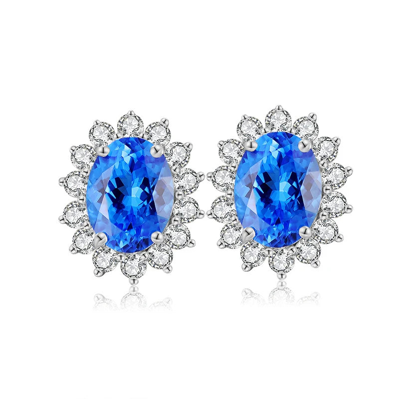 MUSHAN Jewelry Factory Classic Lab Grown Emerald Stud Earrings Simple and Everyday 2.2 Carat 925 Silver Earrings...