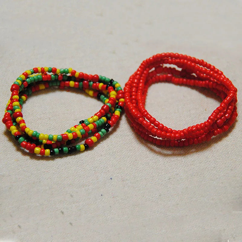 2 Pcs Sexy Summer Waist Bead Chains African Belly Beads Colorful Beach Bikini Body Belly Chain Elastic Jewelry for Women Girls - Kimlud