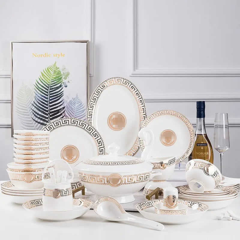 Hot Sale 60 Pcs Western Royal Home Hold Ceramic Dinnerware Sets | Kimlud Luxury Table