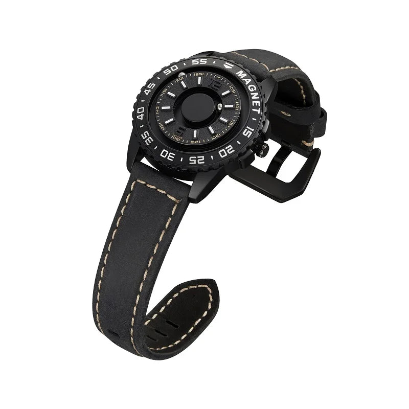 NEW EUTOUR Watch Men Innovative Magnet Ball Show Quartz Men Watch Genuine Leather Canvas Steel Strap Watches Relogio Masculino