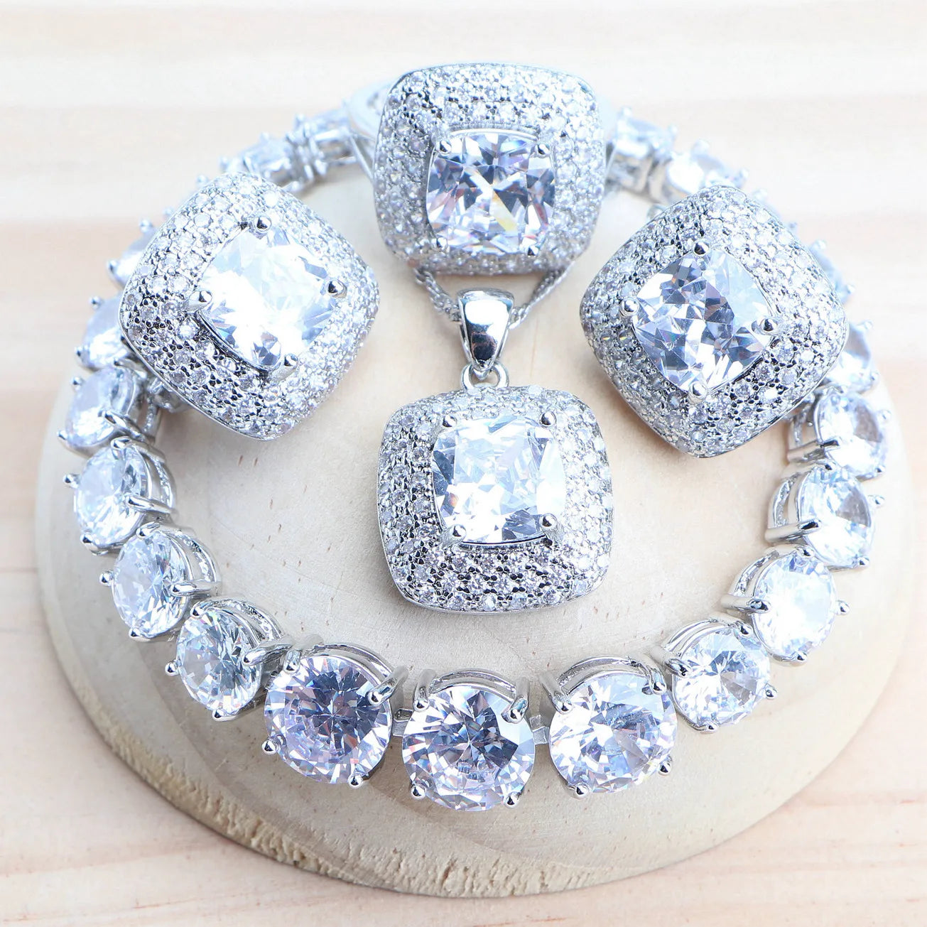 Purple Zirconia Women Bridal Jewelry Sets Silver 925 Fine Costume Jewellery Wedding Earrings Rings Bracelets Pendant...