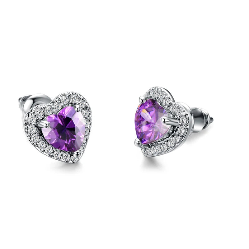 Huitan Fashion Simple Heart Design Women Earring 7 Colors Available Suitable for All Occasions Wedding Party Daily Wear...