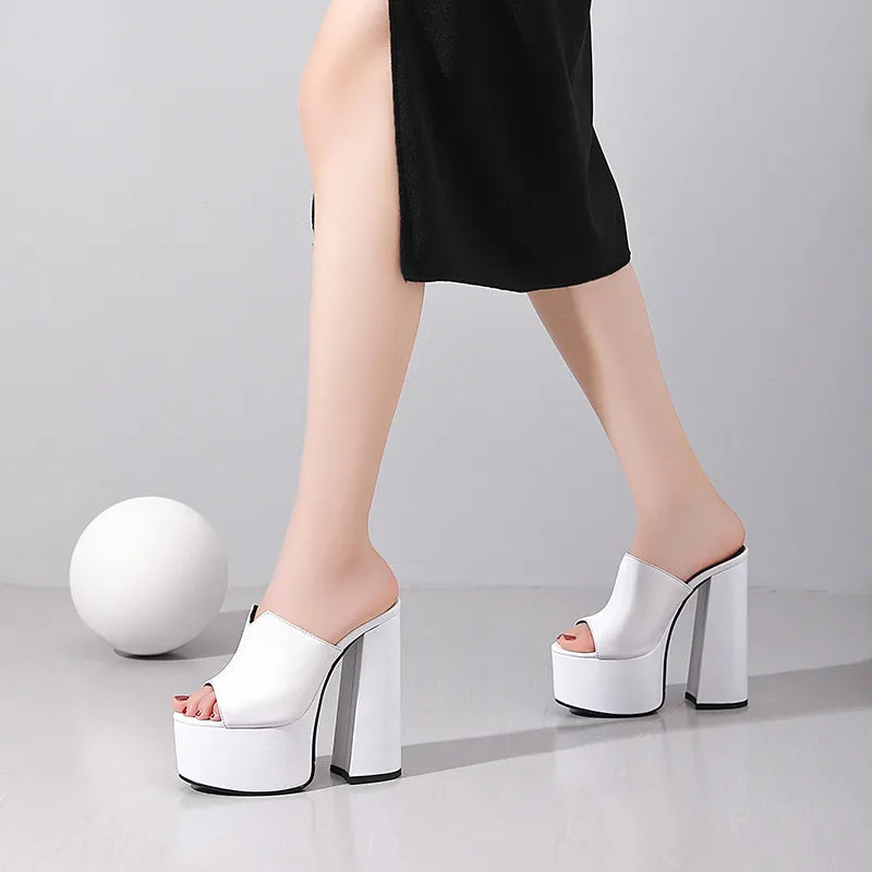 ASUMER 2024 genuine leather sandals women fashion brand thick high heel party Night Club Shoes sexy platform sandals ladies - Kimlud