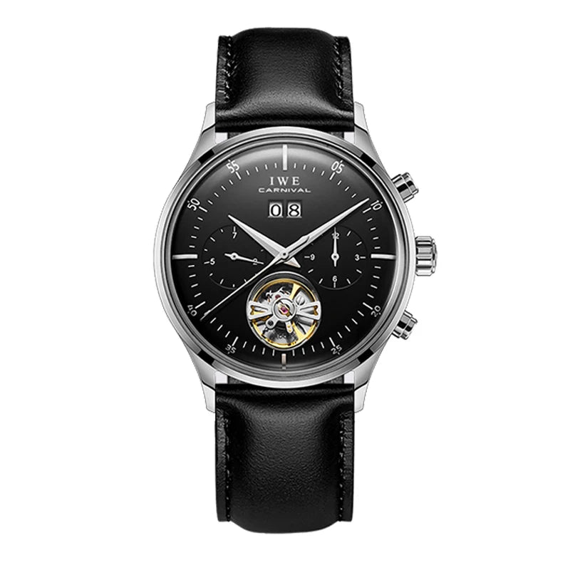 CARNIVAL Skeleton Tourbillon Watches Men Fashion Casual Waterproof Men Rose Gold Automatic Mechanical Watch Relogios Masculino